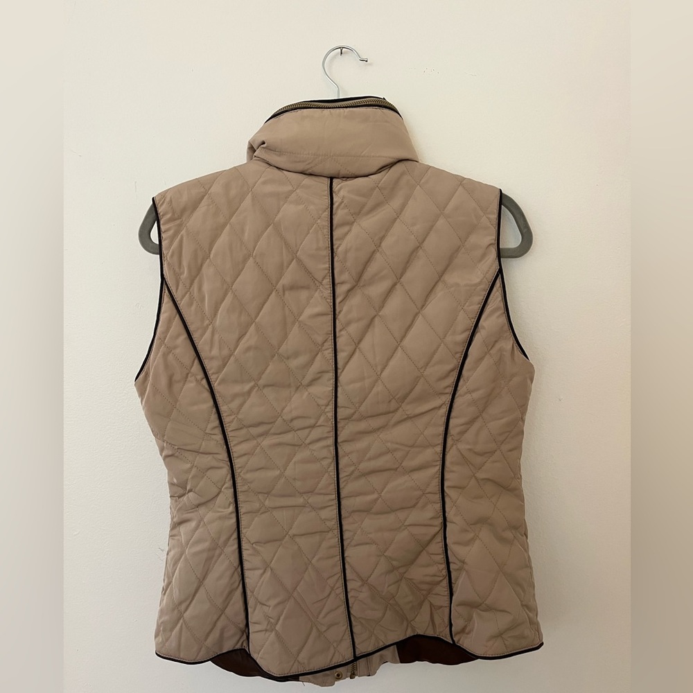Zara Basic, Size Large Down Vest With Leather Det… - image 4